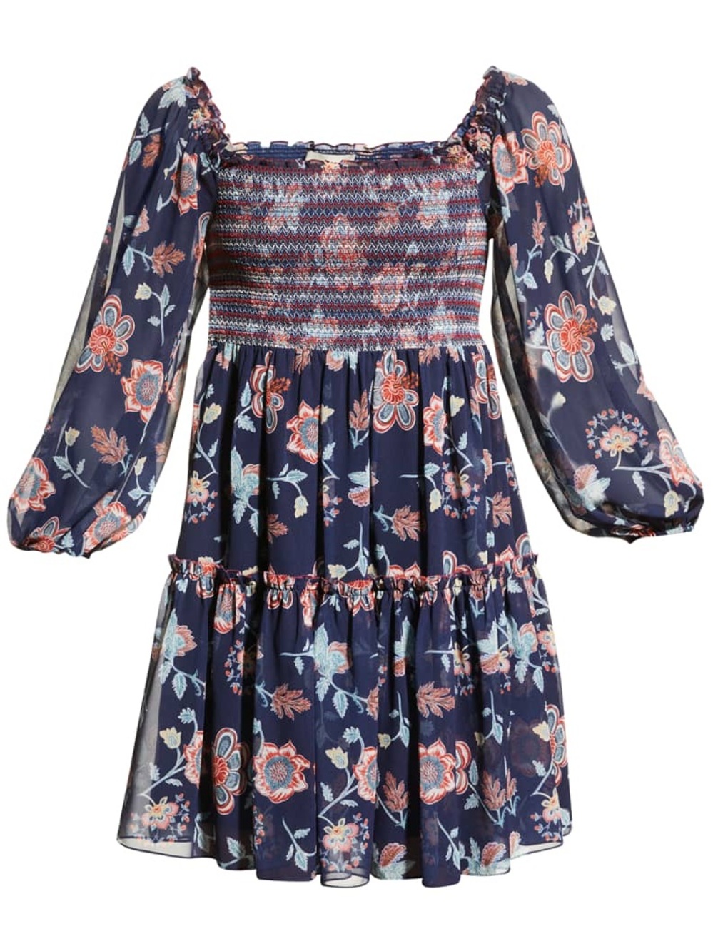 Sachin & Babi Lola Smocked Dress Eastern Gouache Botanical print Size Large NWT